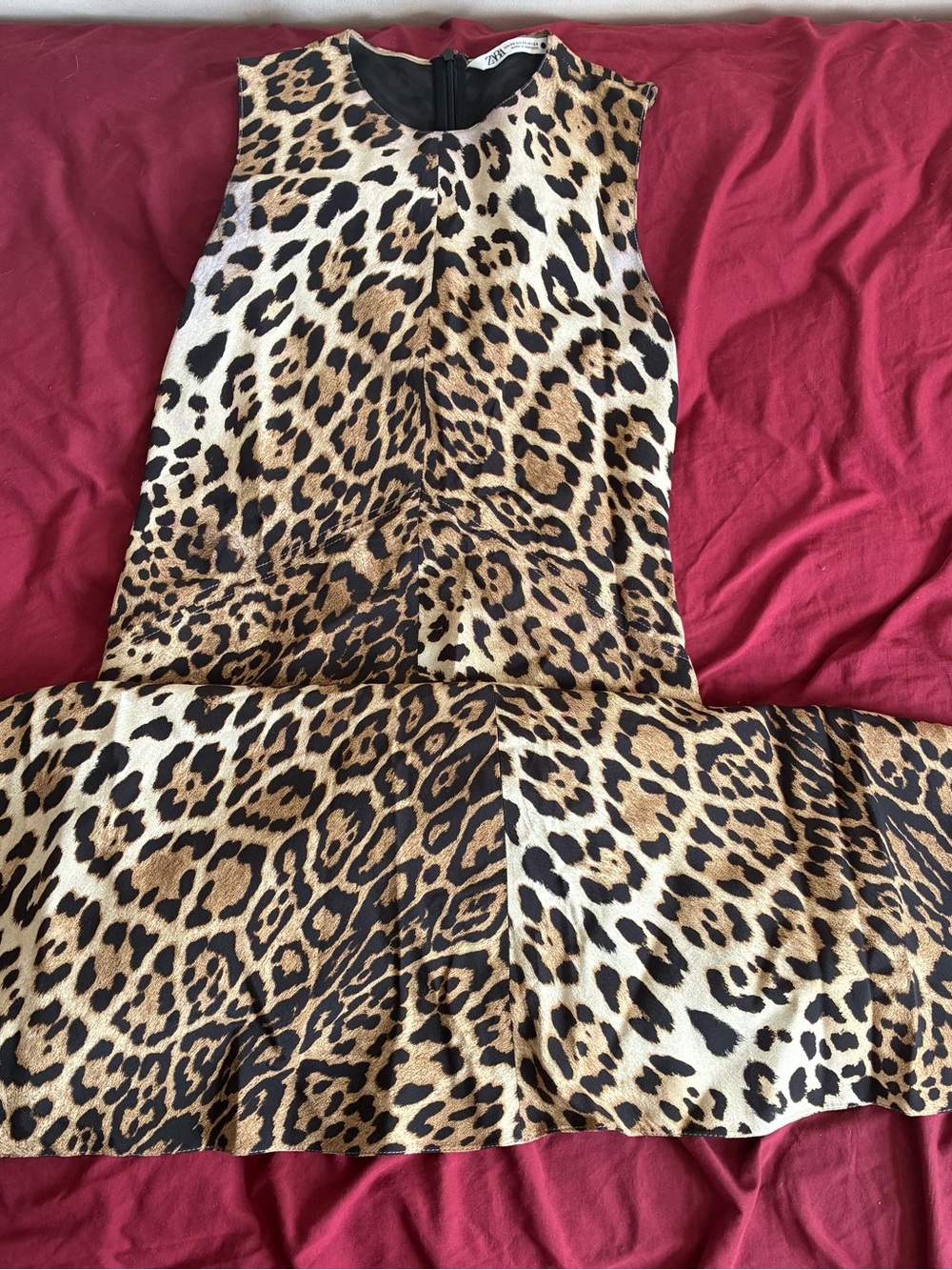 Zara Leopard Print A-Line Skirt in Tan and Black